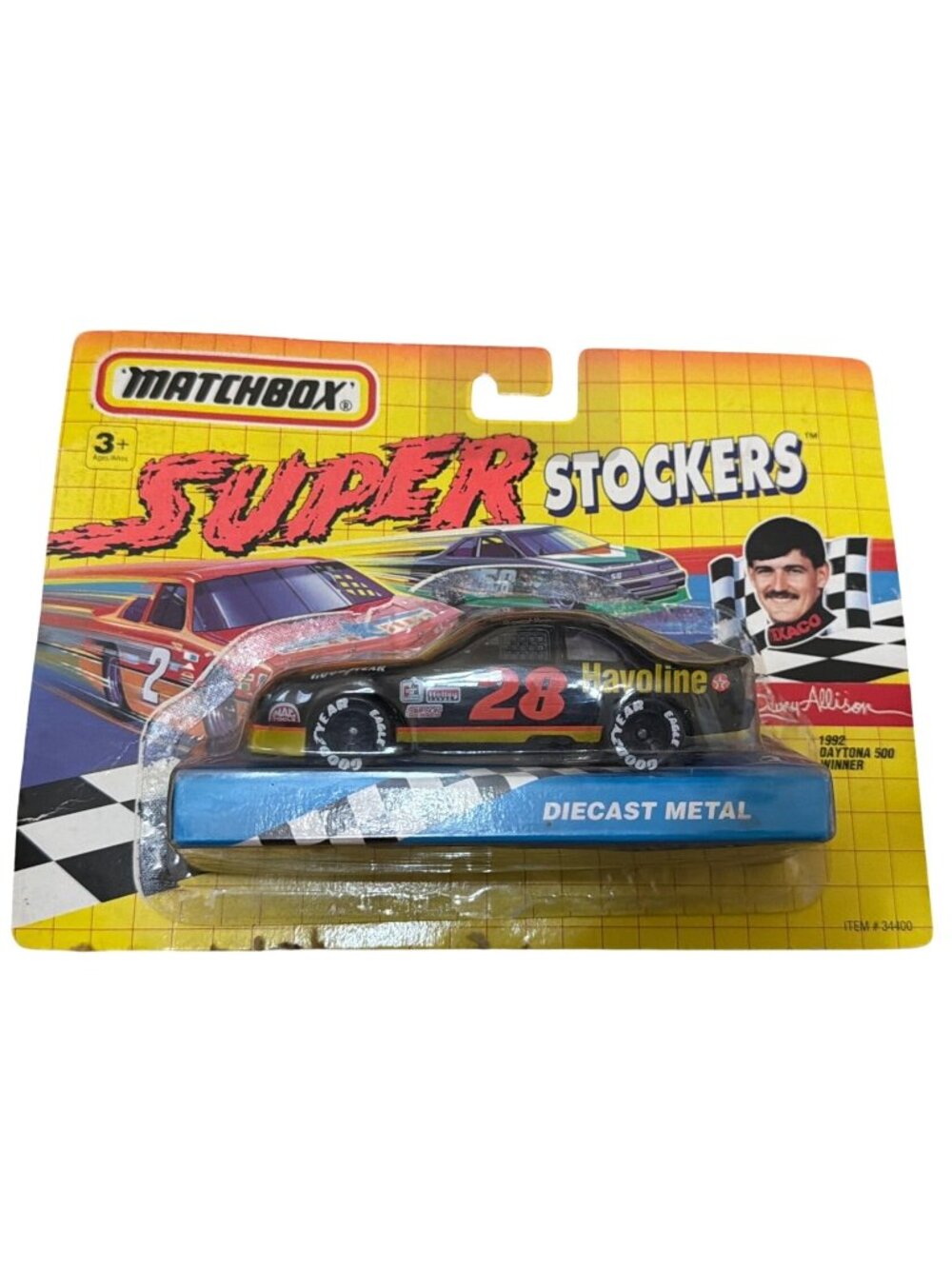 1992 Matchbox 1:43 Super Stockers Metal Car Daytona 500 Winner Davey Allison #28